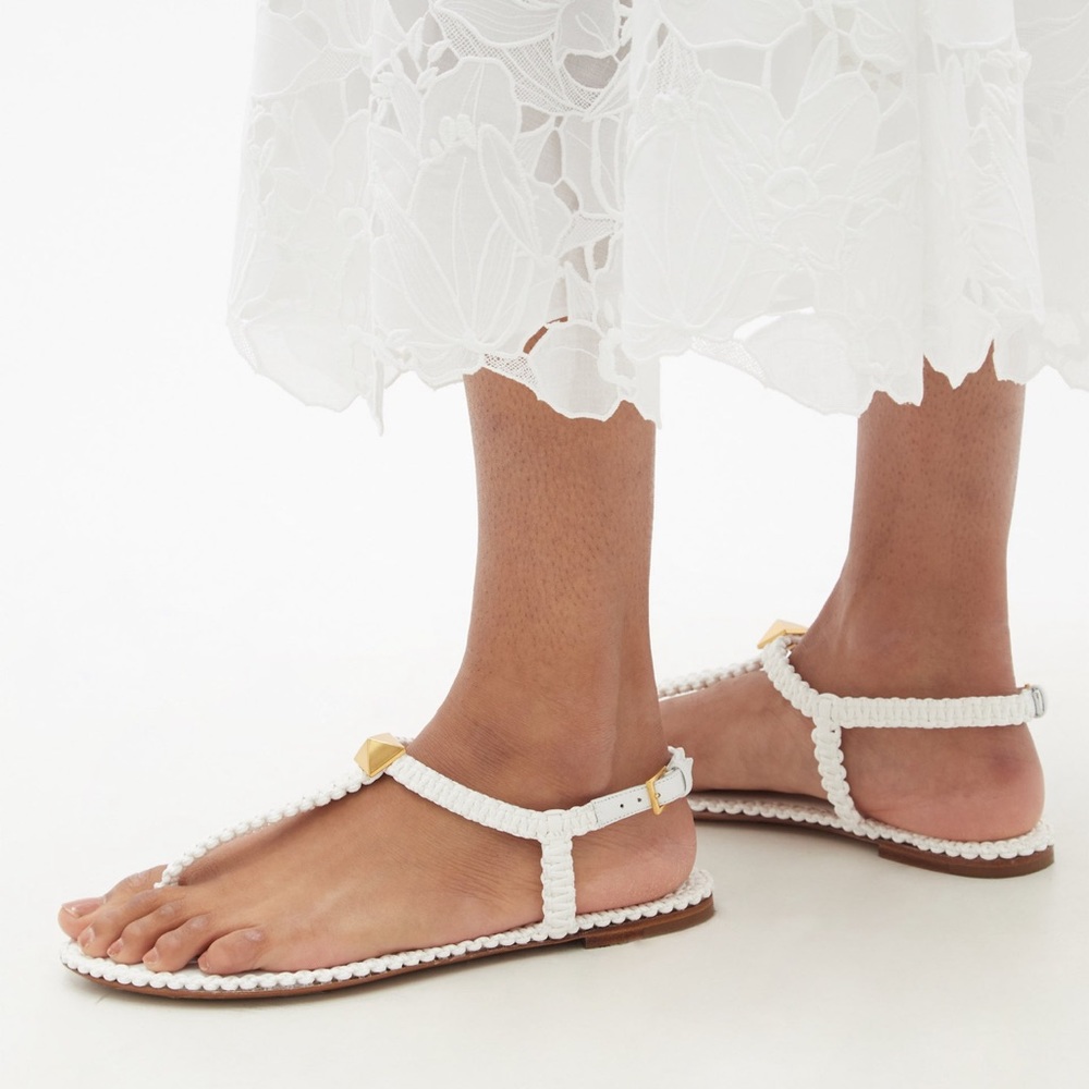 VALENTINO GARAVANI Roman Stud Crochet Sandals